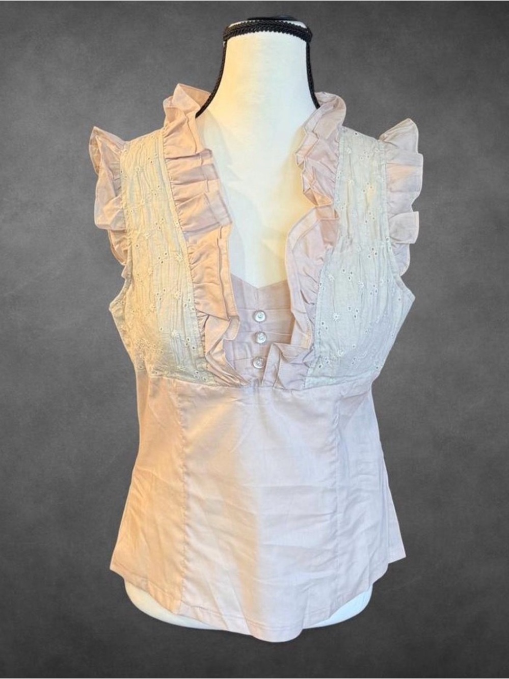 Heart Squared Ruffle Front Blouse – Size Large